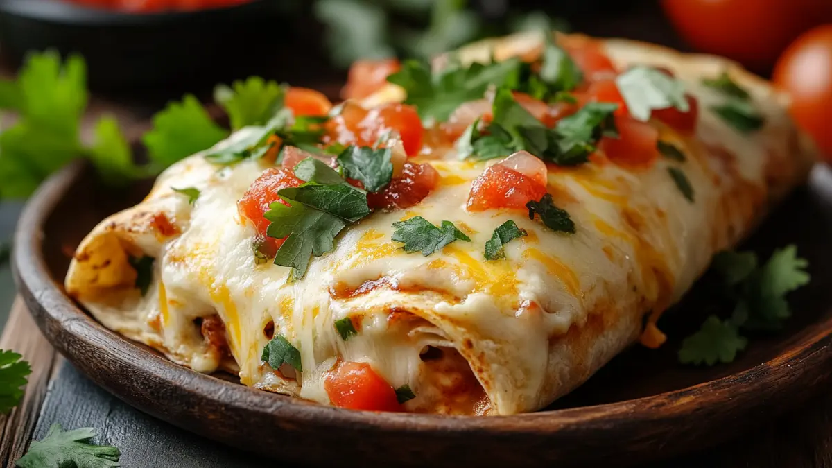 Jazz up frozen burrito with melted cheese and fresh toppings.