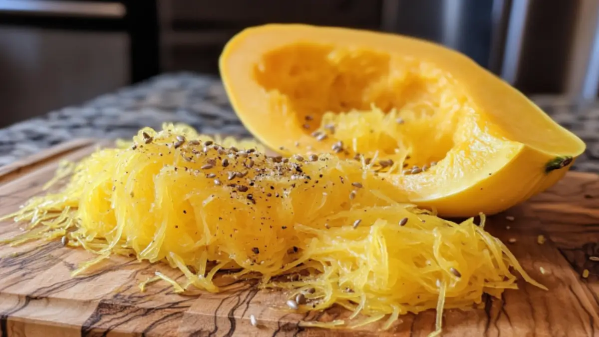 Spaghetti squash with seeds spilling out, perfect for gardening and recipes.