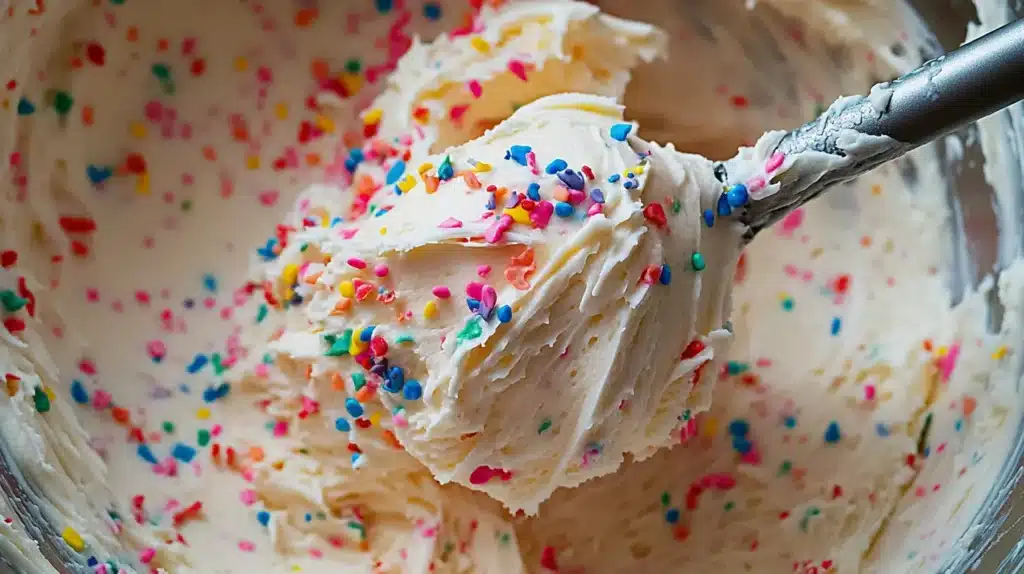Mixing cake batter and frosting for Starbucks cake pops.