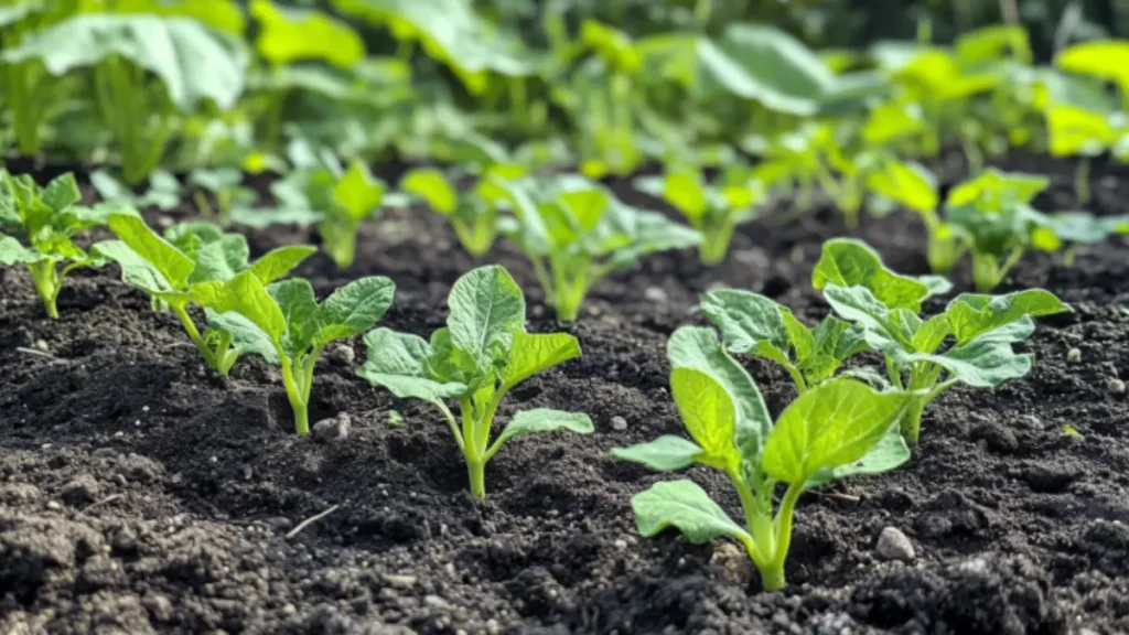 Mexican squash plants thriving in a garden, ideal conditions for growing Mexican zucchini.