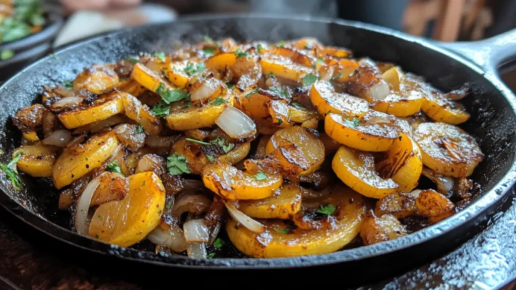 Sautéed Mexican squash with garlic and onions, a popular summer squash dish.