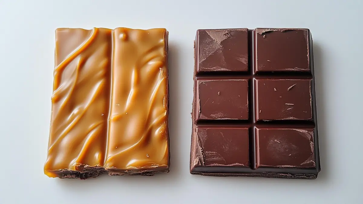 Chocolate vs. chocolate caramel – side-by-side comparison of texture and color