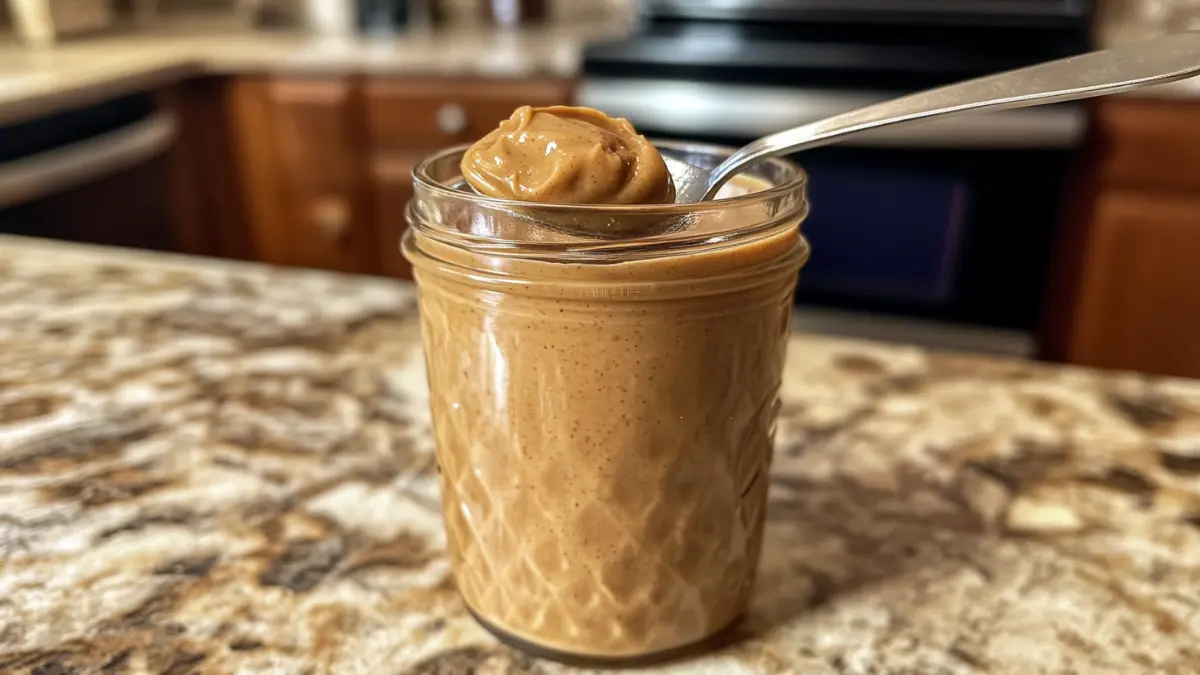 Organic Peanut Butter in a Glass Jar