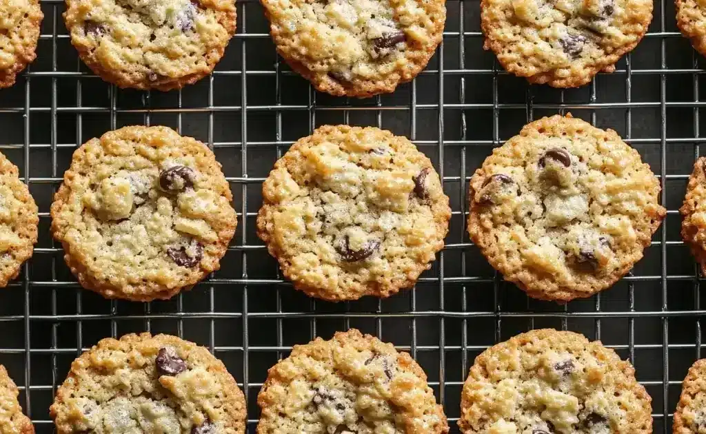 Rice krispie chocolate chip cookies fresh from oven