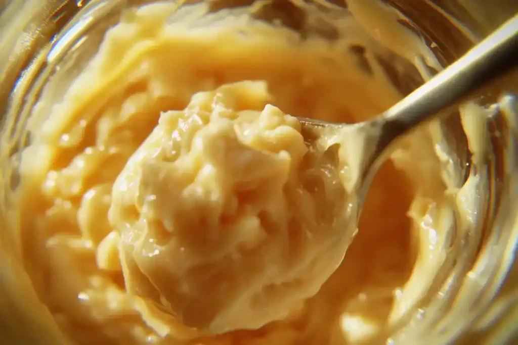 homemade creamed honey stirred in a mason jar